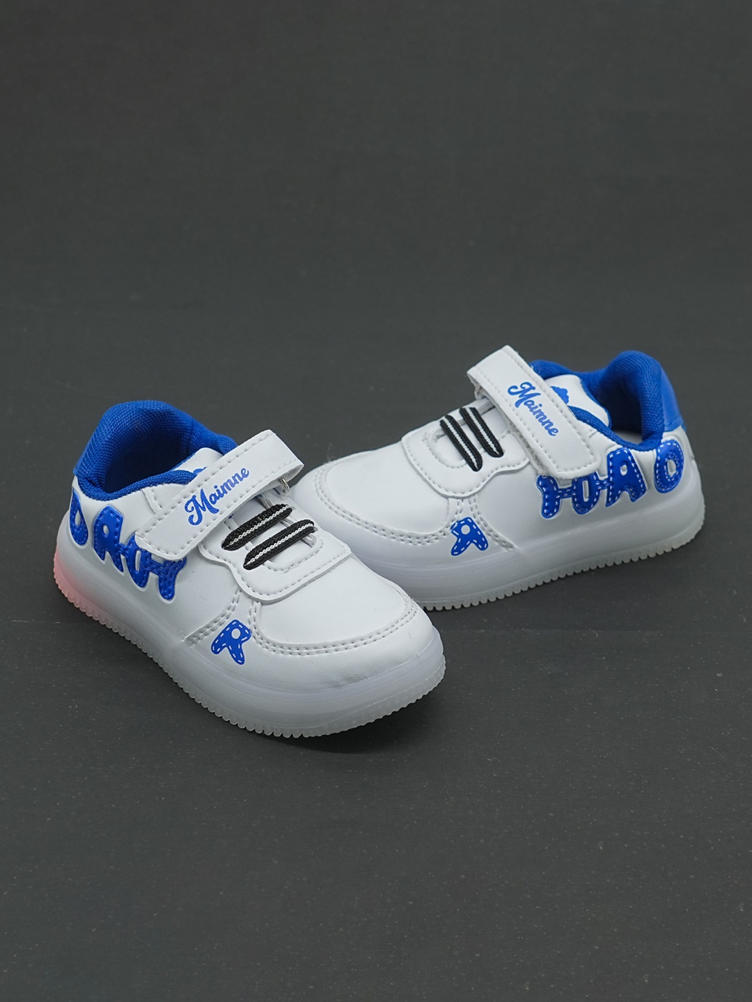 

BAESD Kids Printed LED Velcro Sneakers, White