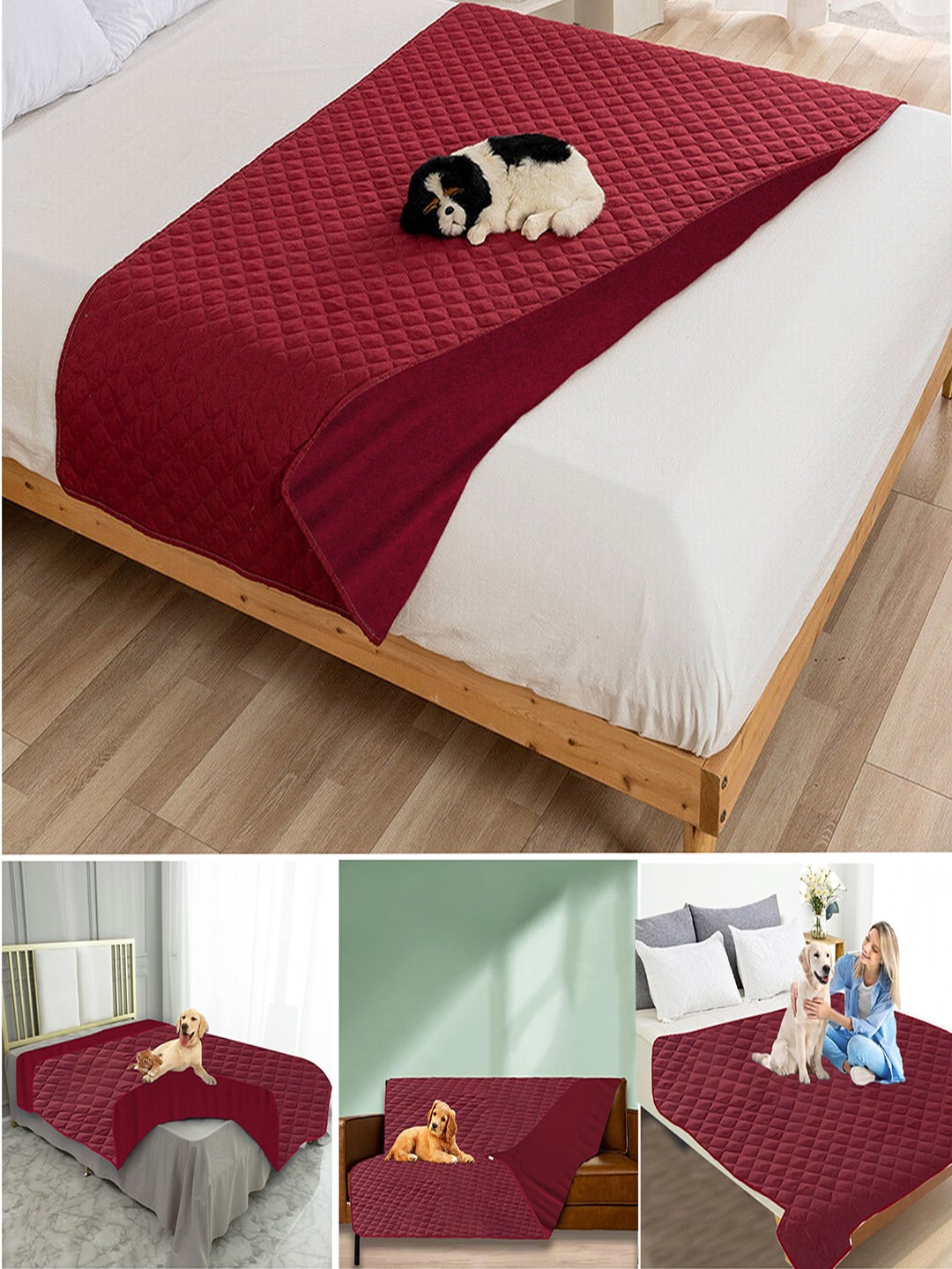 

Adbeni Maroon Quilted Cotton Waterproof Pet Mat