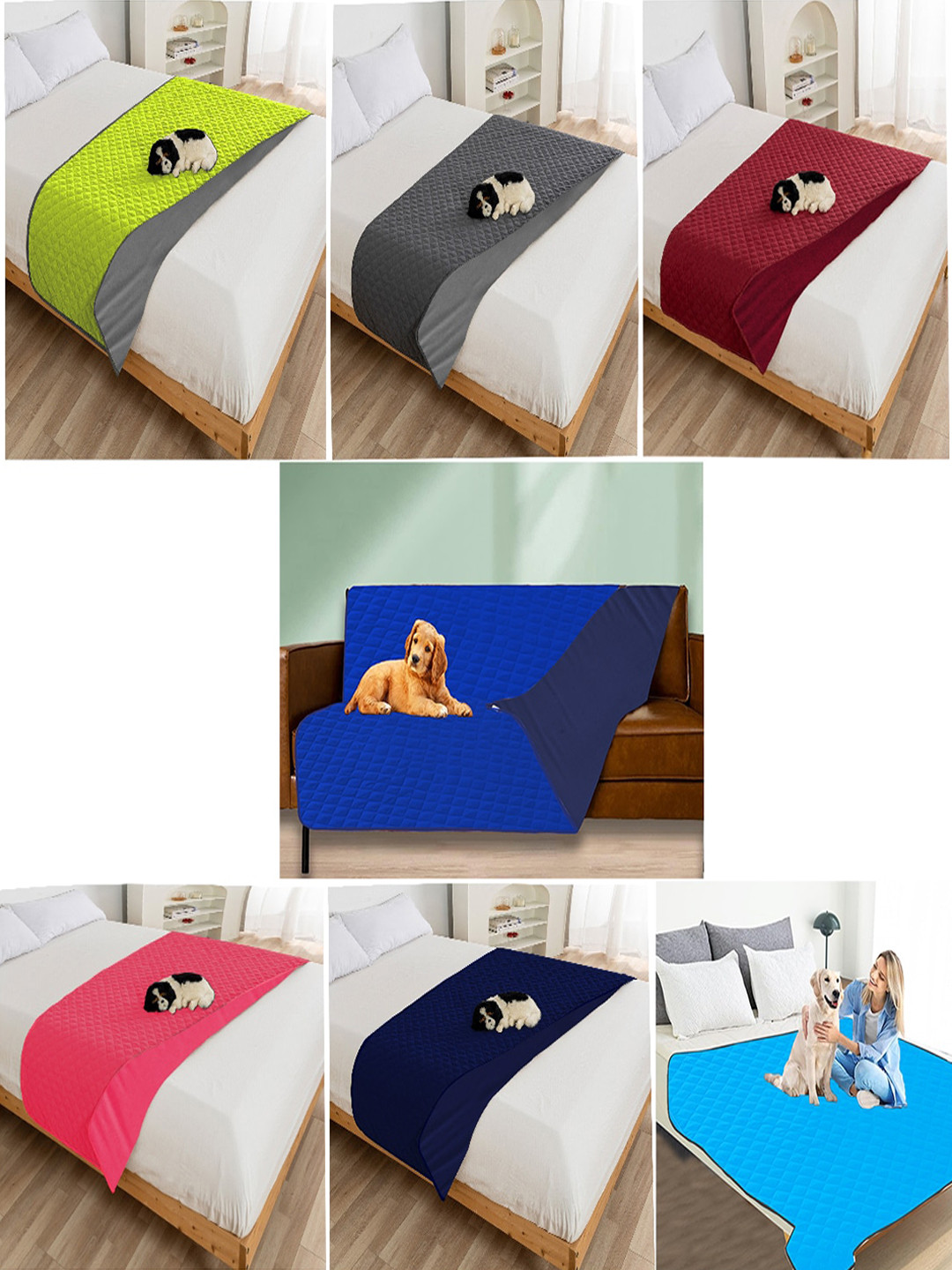 

Adbeni Navy Blue Cotton Waterproof Pet Mat