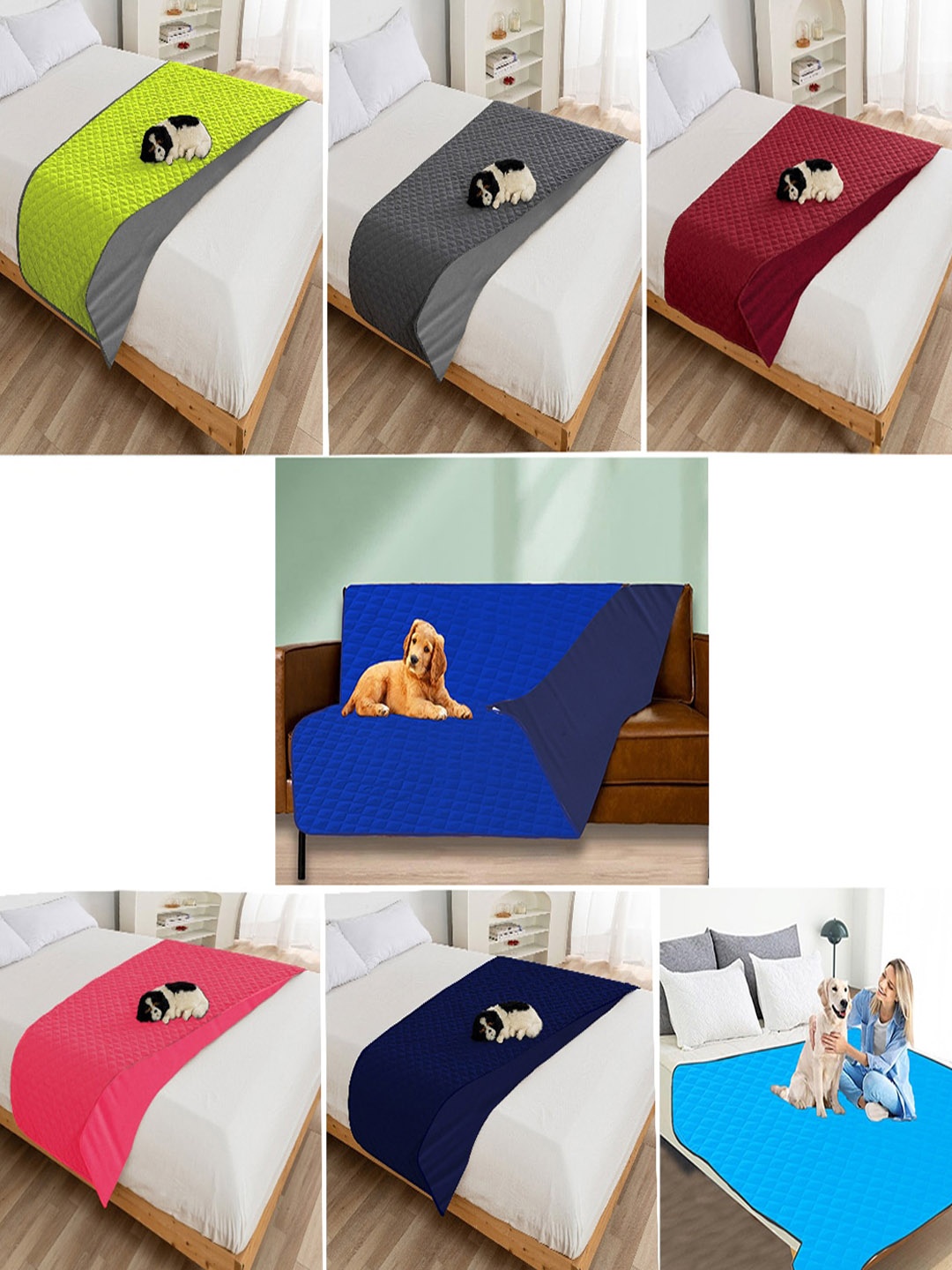 

Adbeni Blue Cotton Waterproof Pet Mat