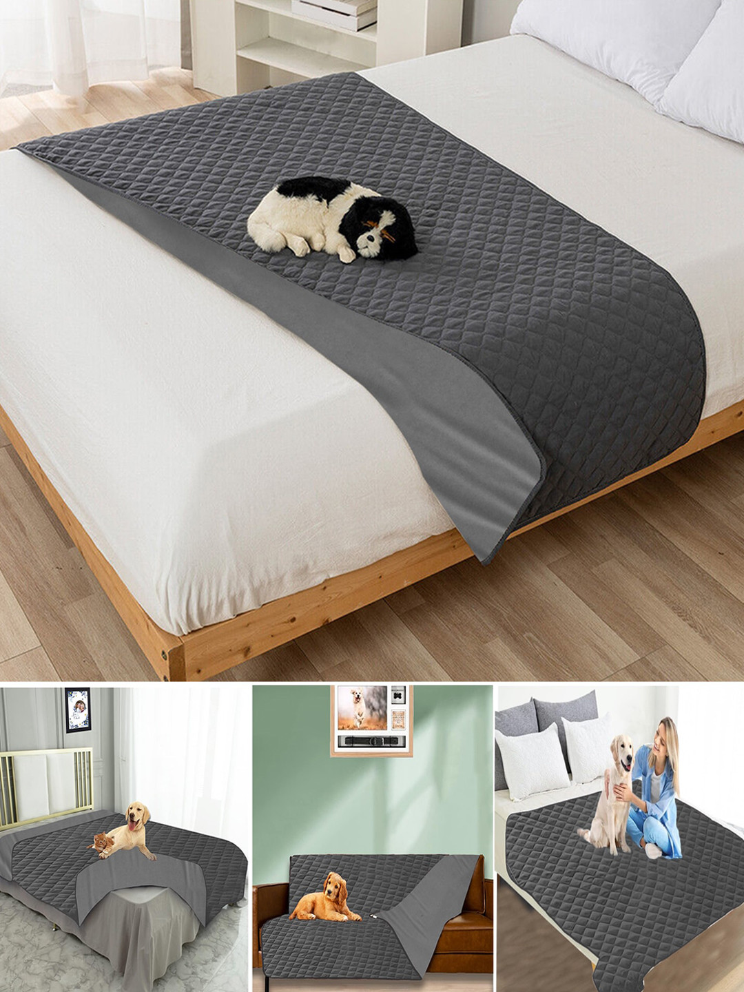 

Adbeni Grey Cotton Waterproof Airflow technology Quilted Pet Mat