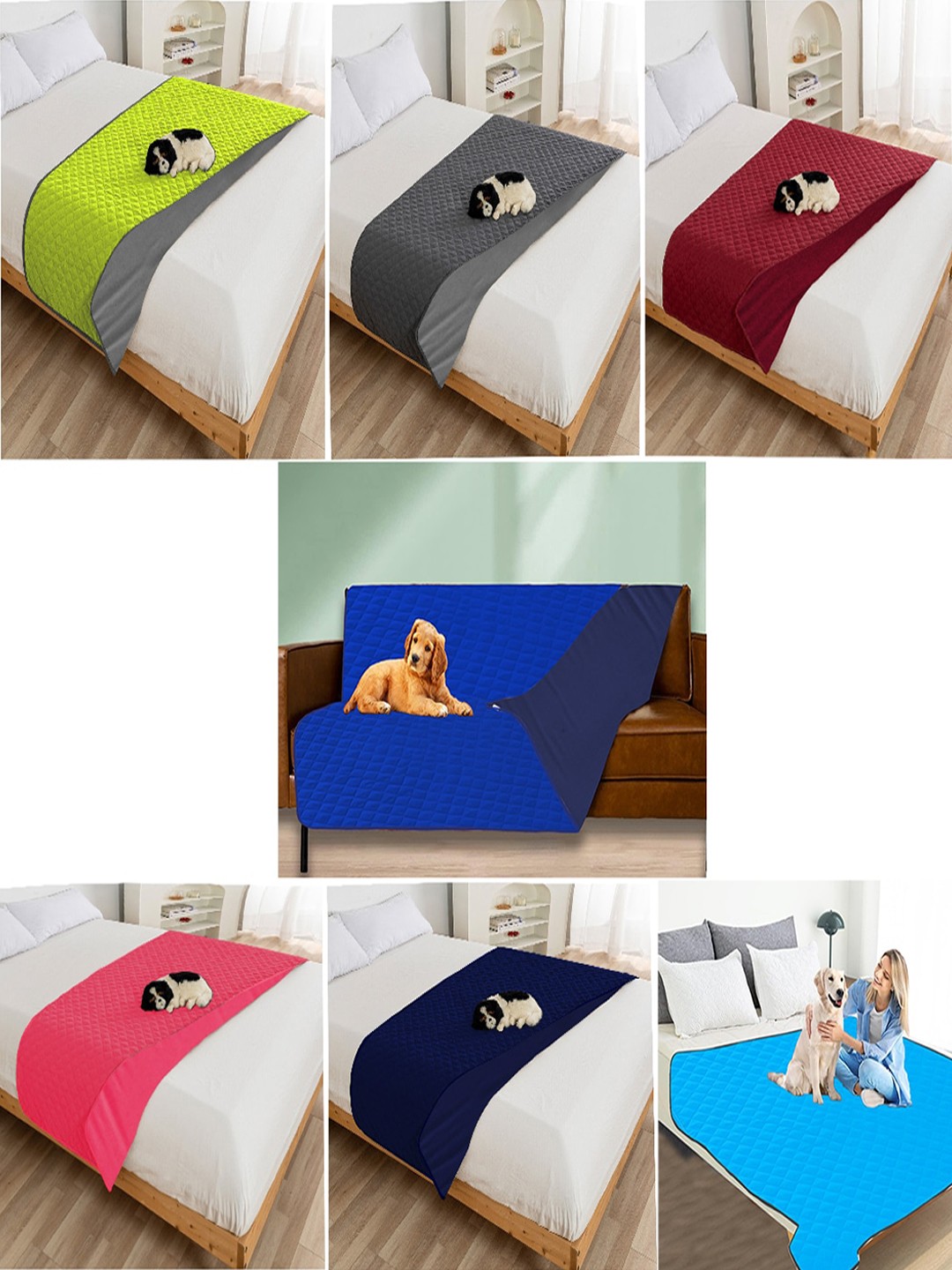 

Adbeni Navy Blue Quilted Cotton Waterproof Pet Mat