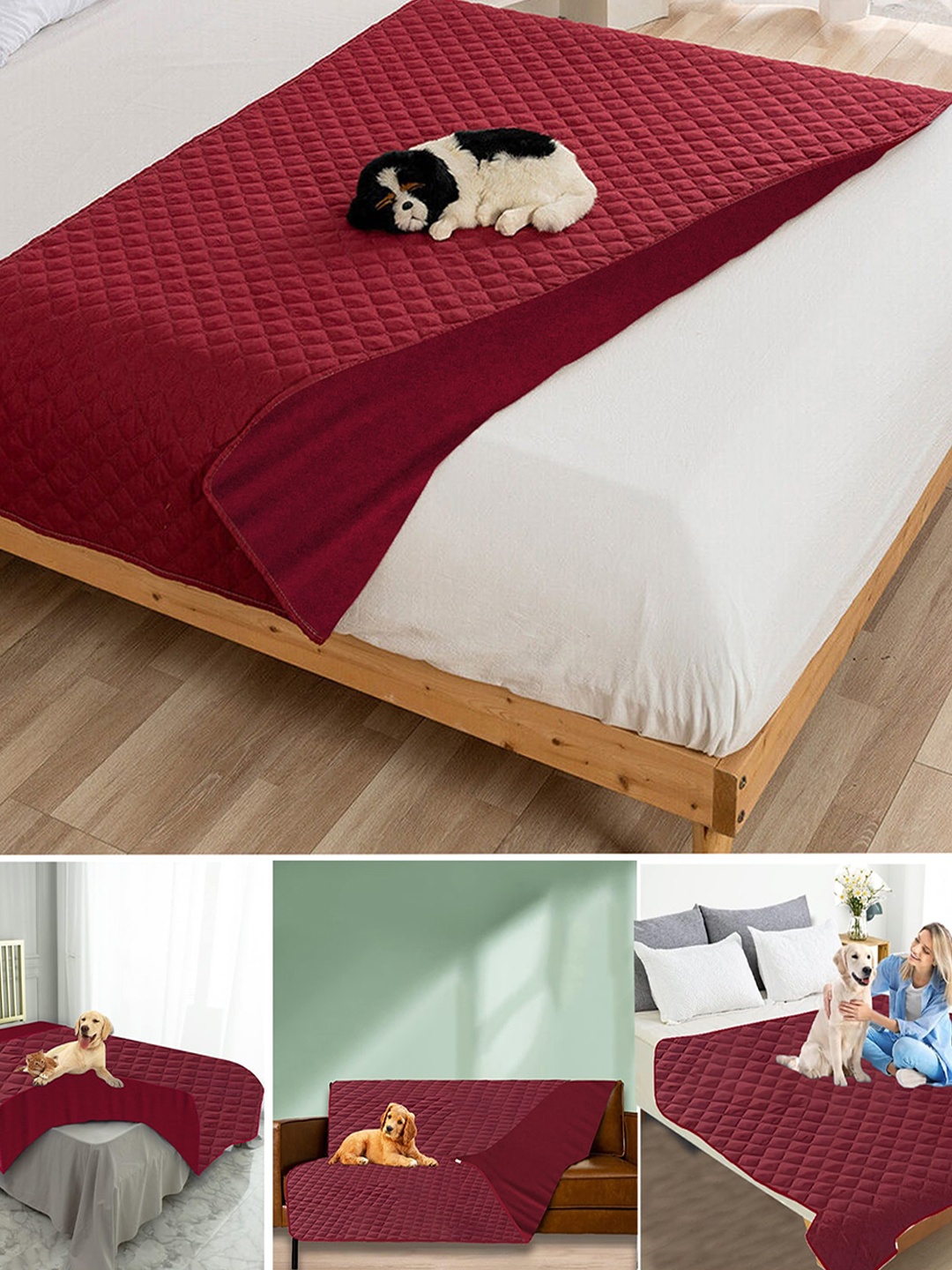 

Adbeni Printed Cotton Waterproof Pet Mats, Maroon
