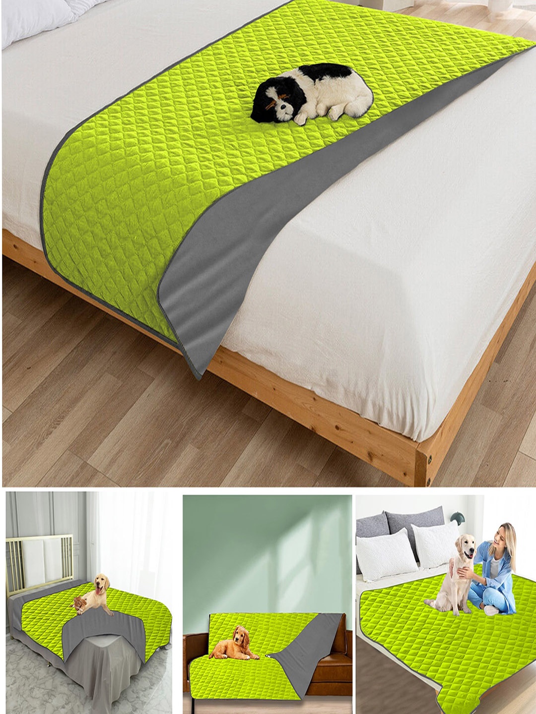 

Adbeni Green Quilted Cotton Waterproof Pet Mat