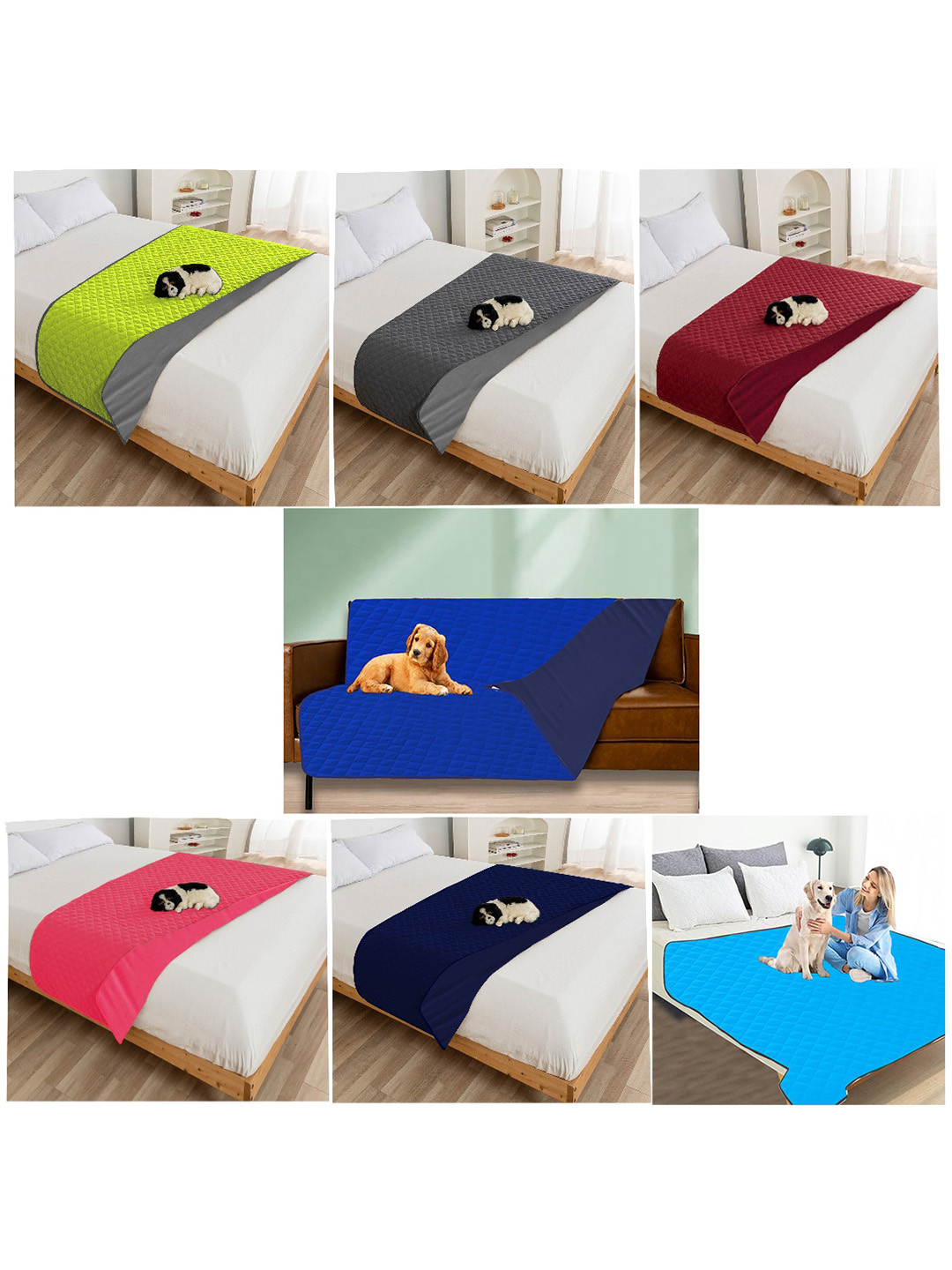 

Adbeni Navy Blue Cotton Waterproof Pet Mat