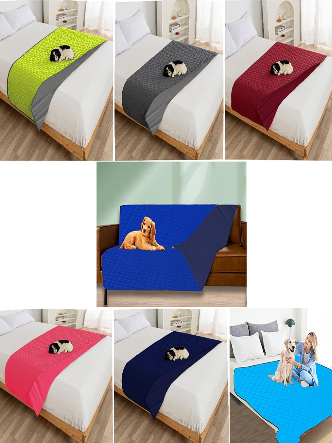

Adbeni Blue Cotton Waterproof Pet Mat