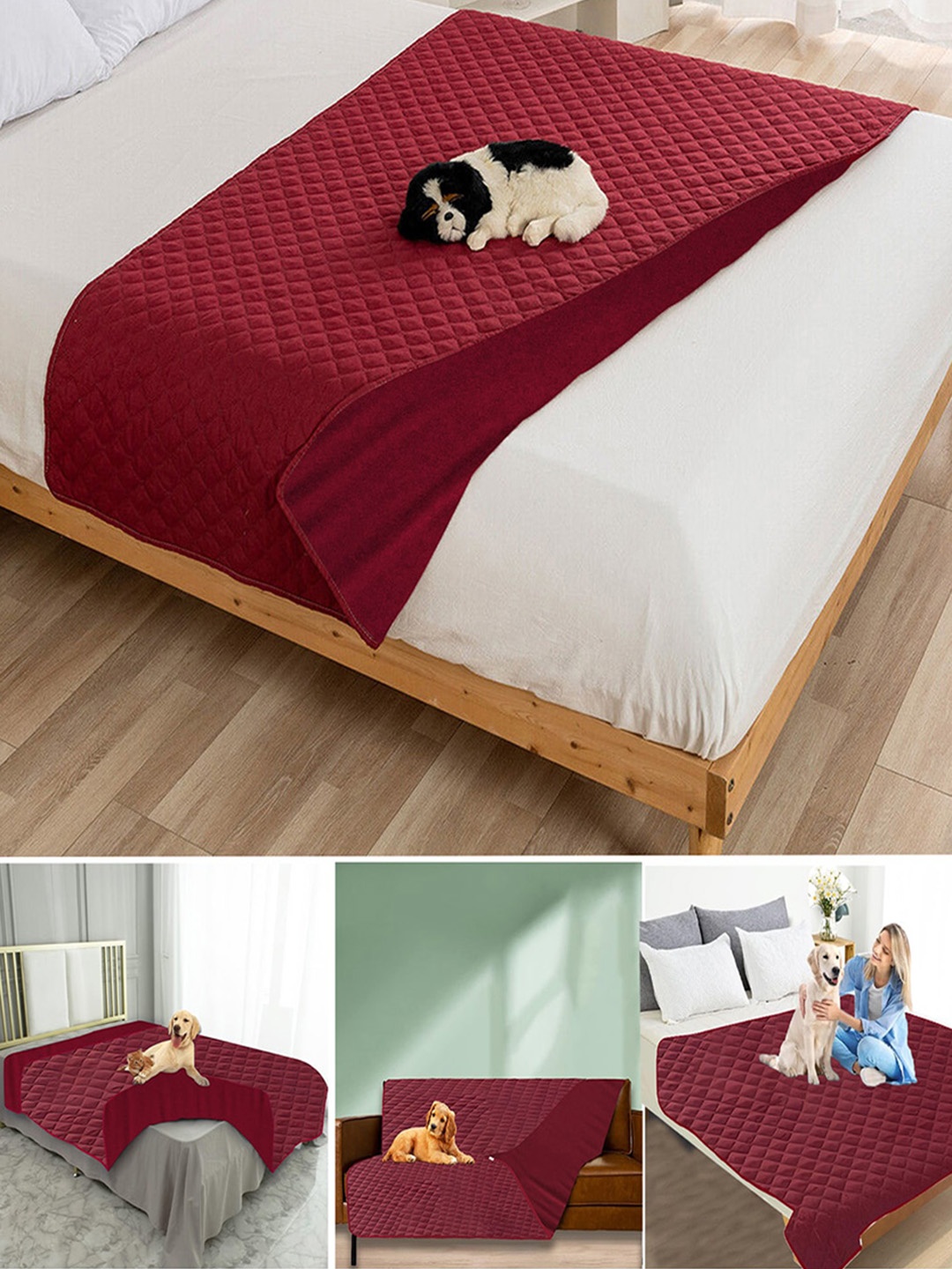 

Adbeni Maroon Quilted Cotton Waterproof Pet Mat