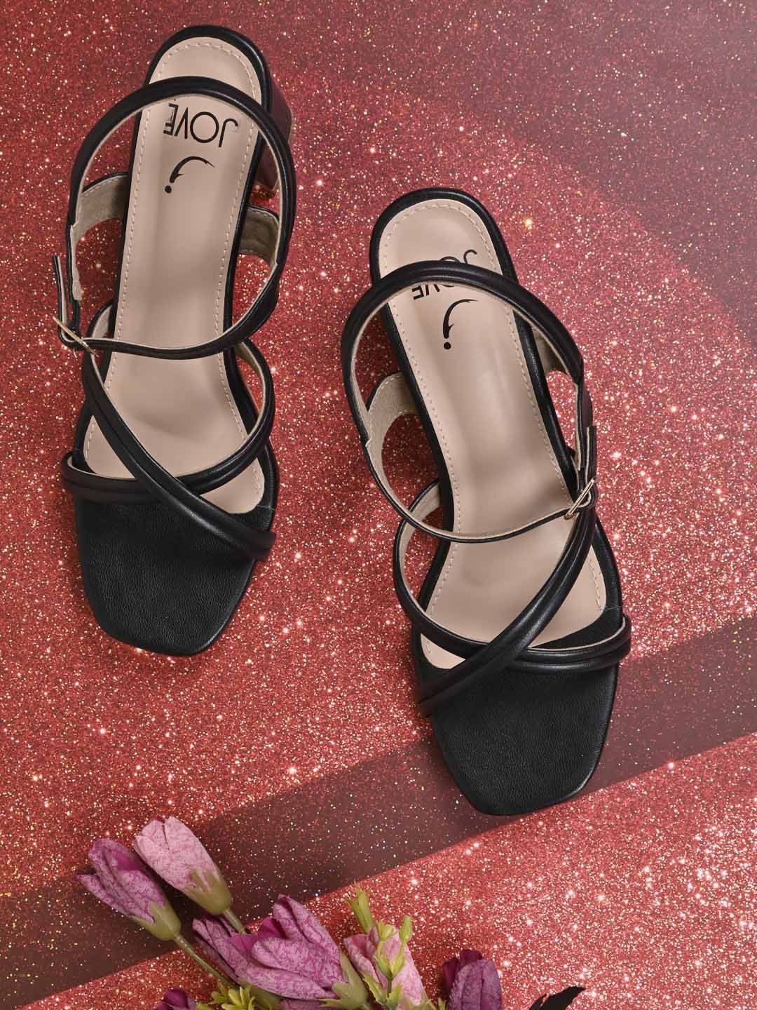 

Jove Strappy Open Toe Block Heels, Black
