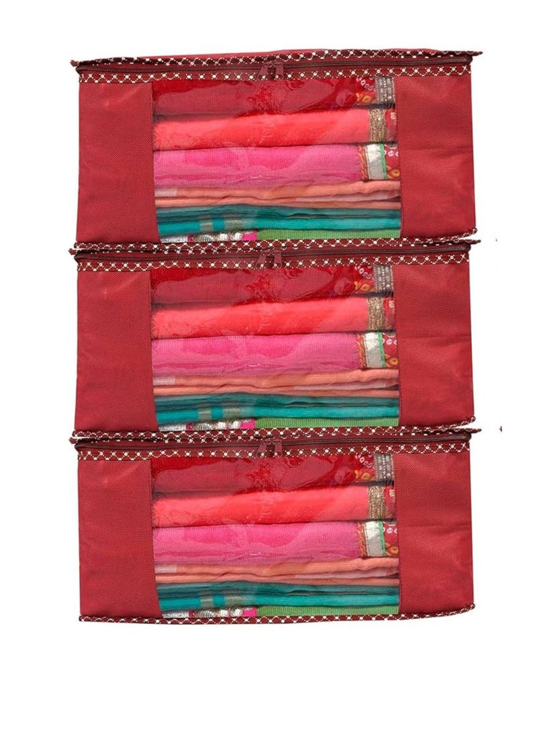 

Home Decor Expert Red 3 Pieces Multi-Utility Wardrobe Organisers