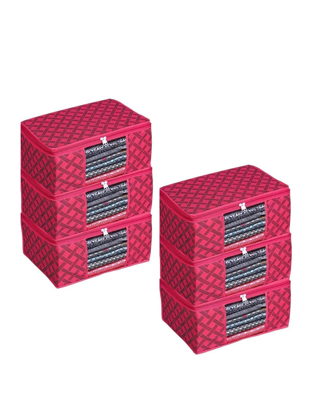 

Home Decor Expert Red 6 Pieces Printed Multi-Utility Organisers