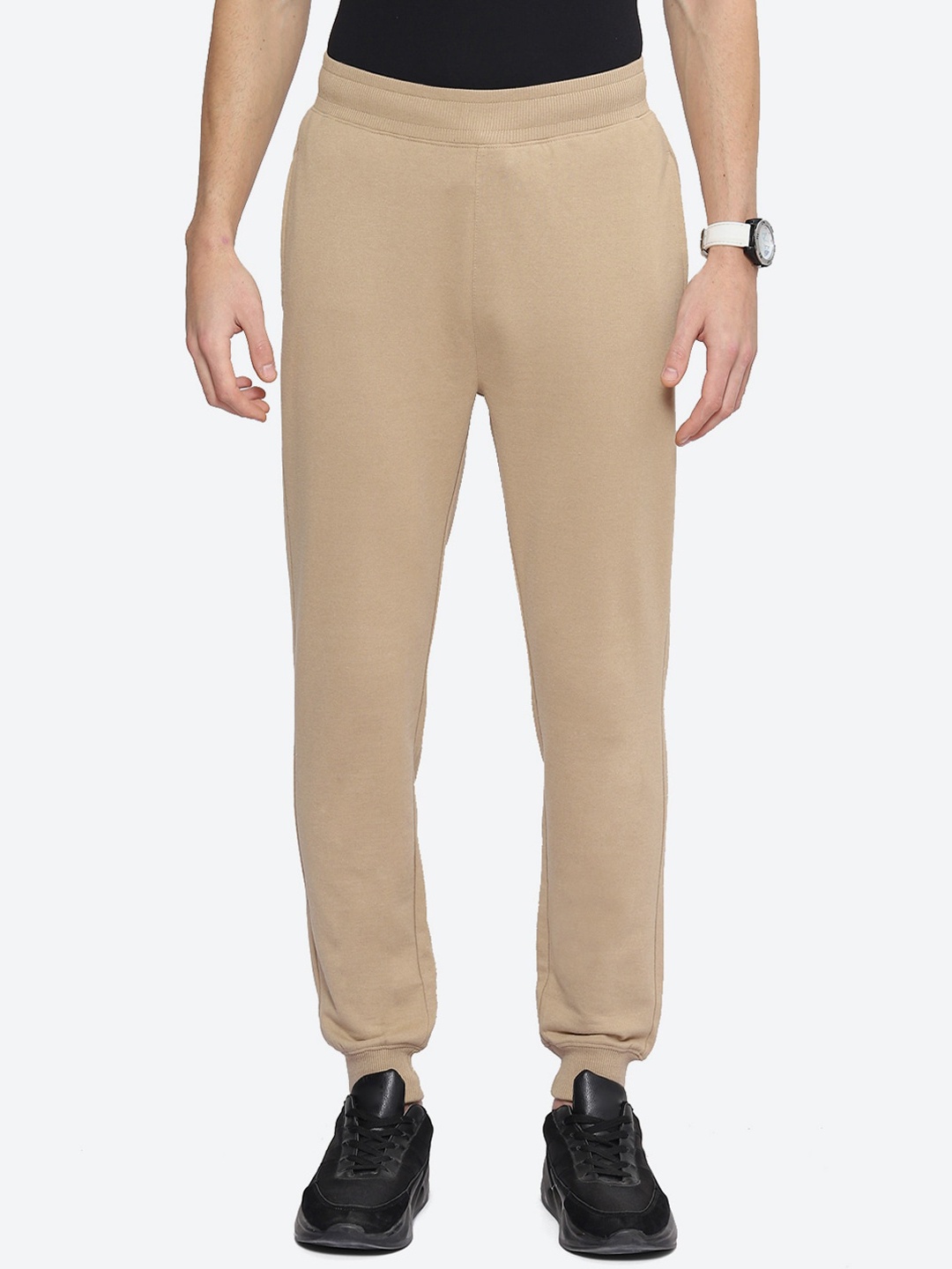 

2Bme Men Cotton Mid-Rise Jogger, Beige