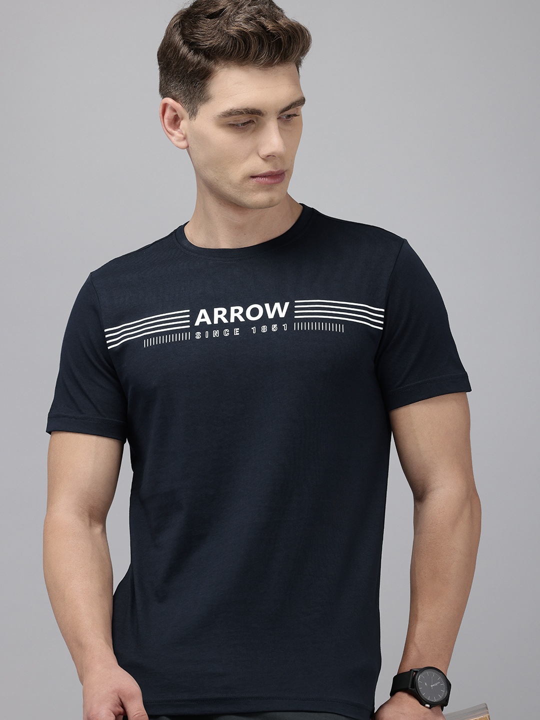 

Arrow Typography Printed Sport Pure Cotton T-shirt, Navy blue