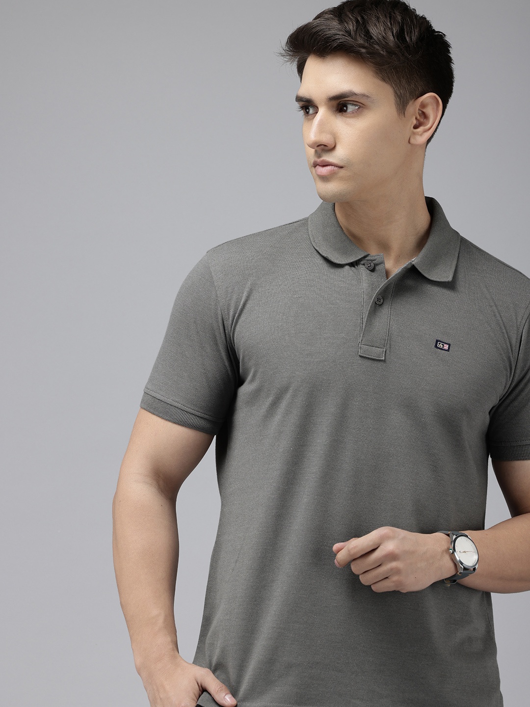 

Arrow Polo Collar T-shirt, Grey