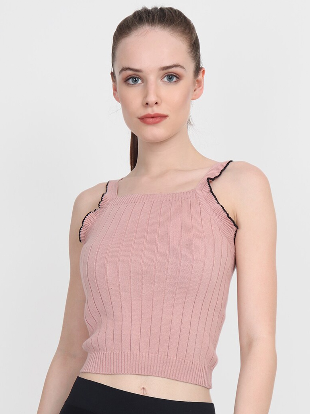 

Chemistry Ribbed Sleeveless Pure Cotton Crop Top, Pink