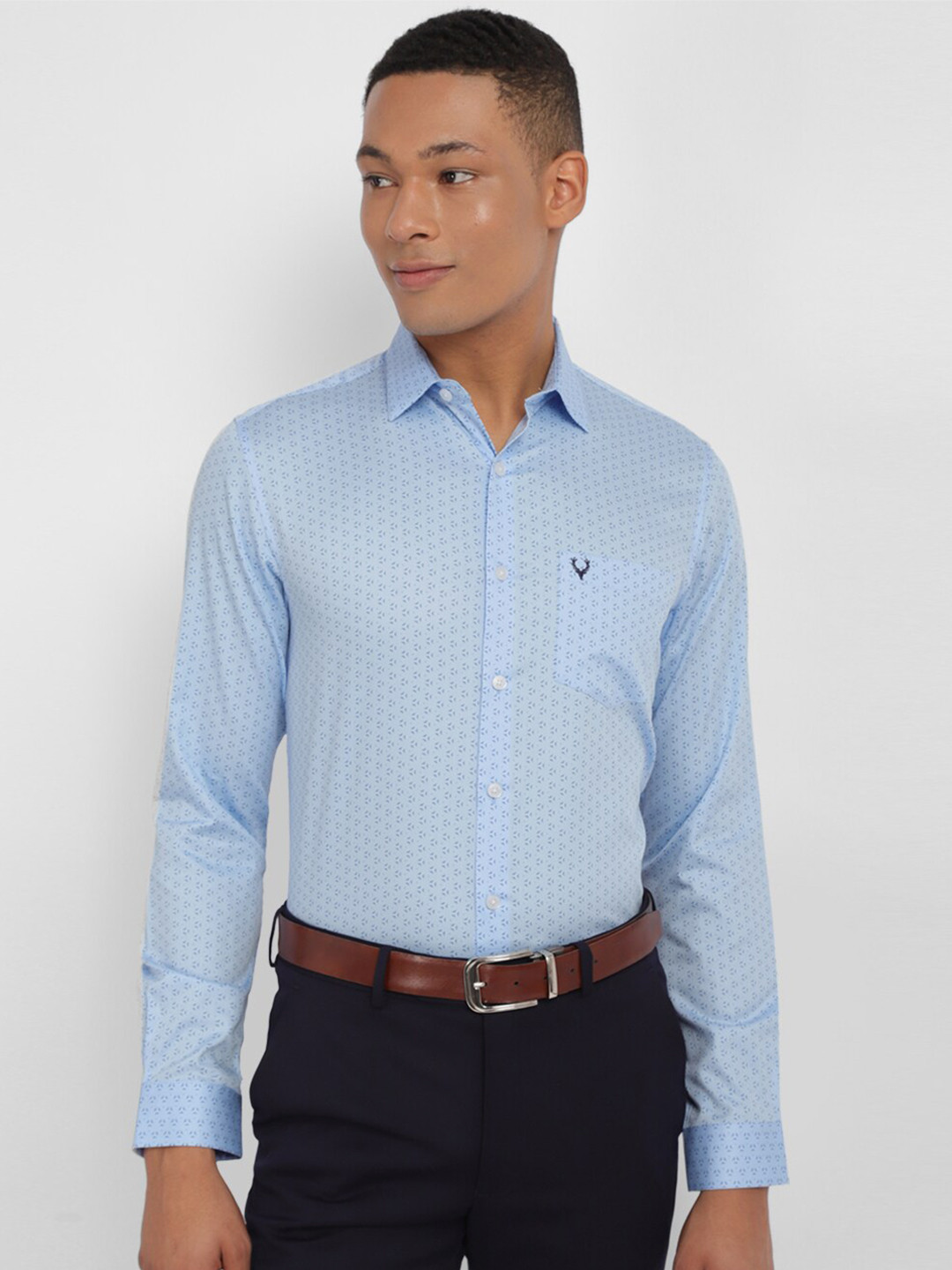 

Allen Solly Micro Ditsy Printed Slim Fit Pure Cotton Formal Shirt, Blue