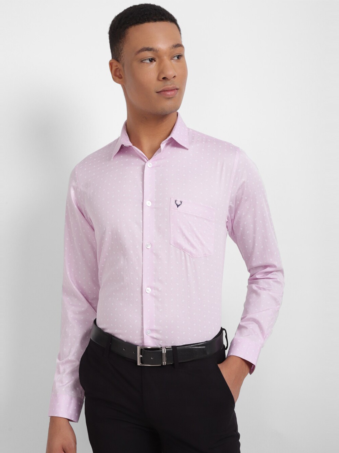 

Allen Solly Slim Fit Micro Ditsy Printed Pure Cotton Formal Shirt, Pink