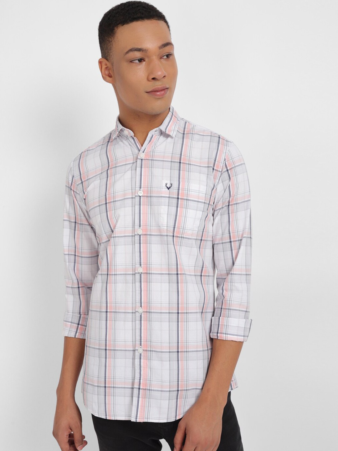 

Allen Solly Checked Classic Cotton Casual Shirt, White