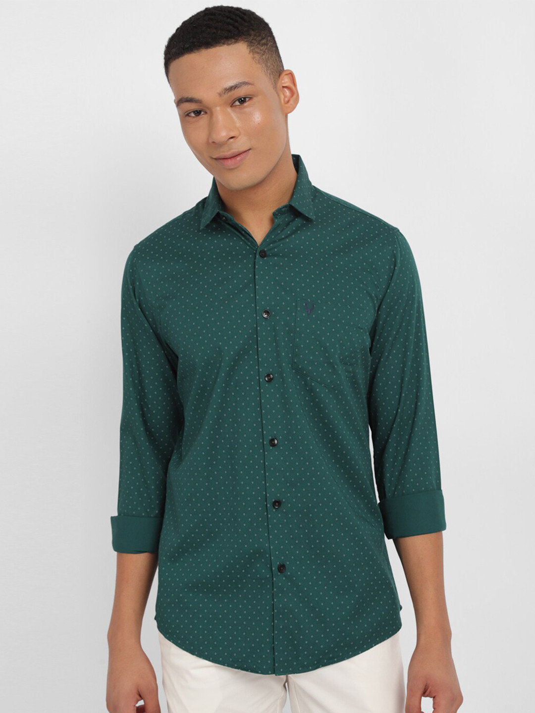 

Allen Solly Micro Disy Printed Slim Fit Pure Cotton Shirt, Green