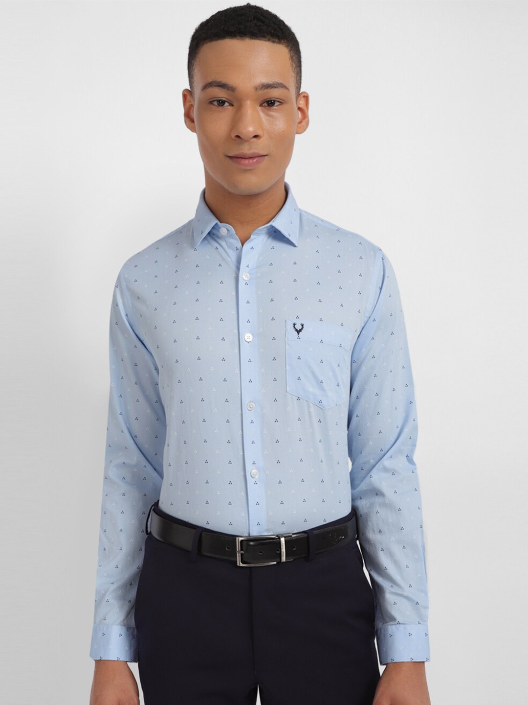 

Allen Solly Slim Fit Micro Ditsy Printed Cotton Formal Shirt, Blue