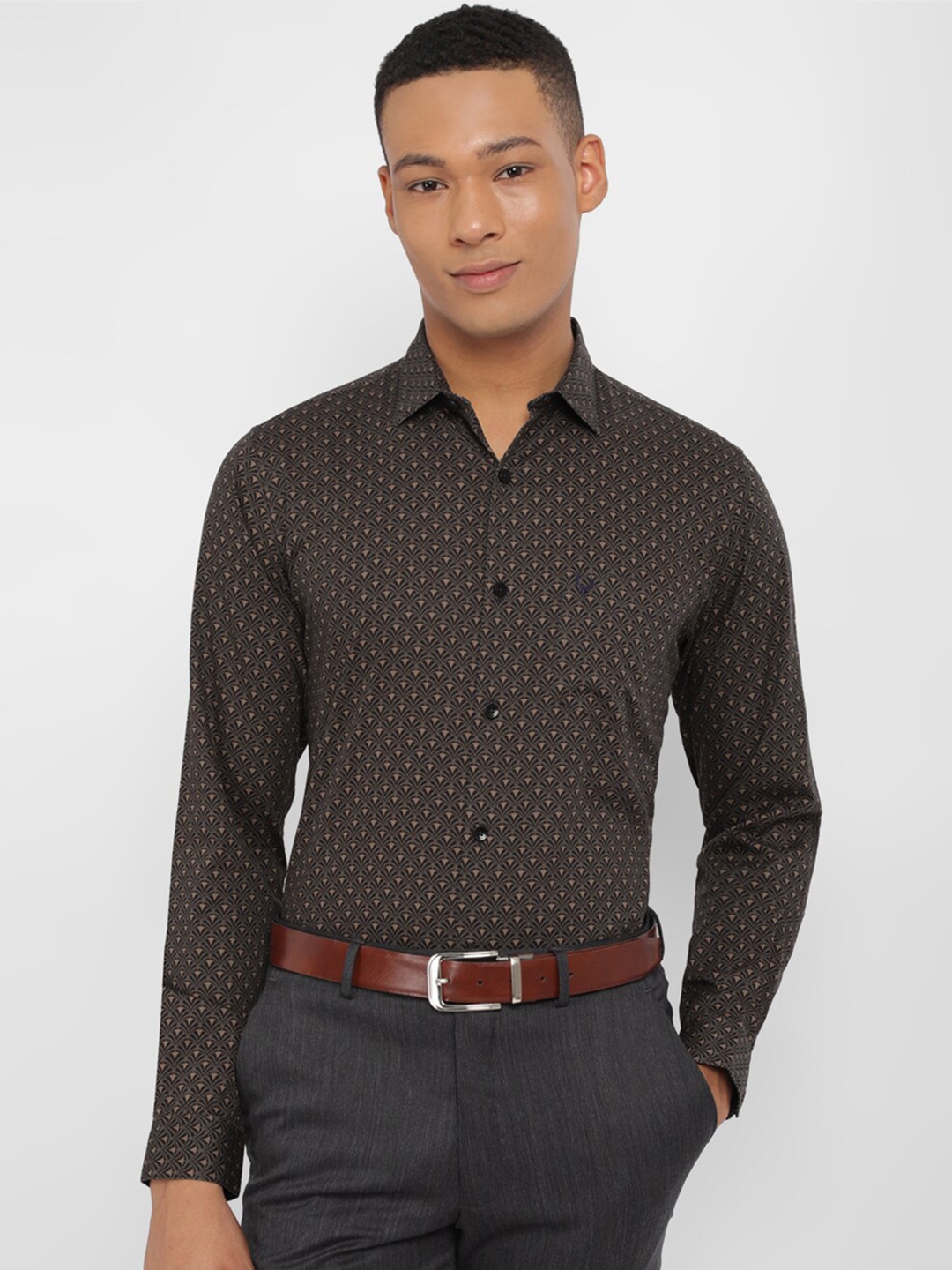 

Allen Solly Slim Fit Abstract Printed Pure Cotton Formal Shirt, Brown