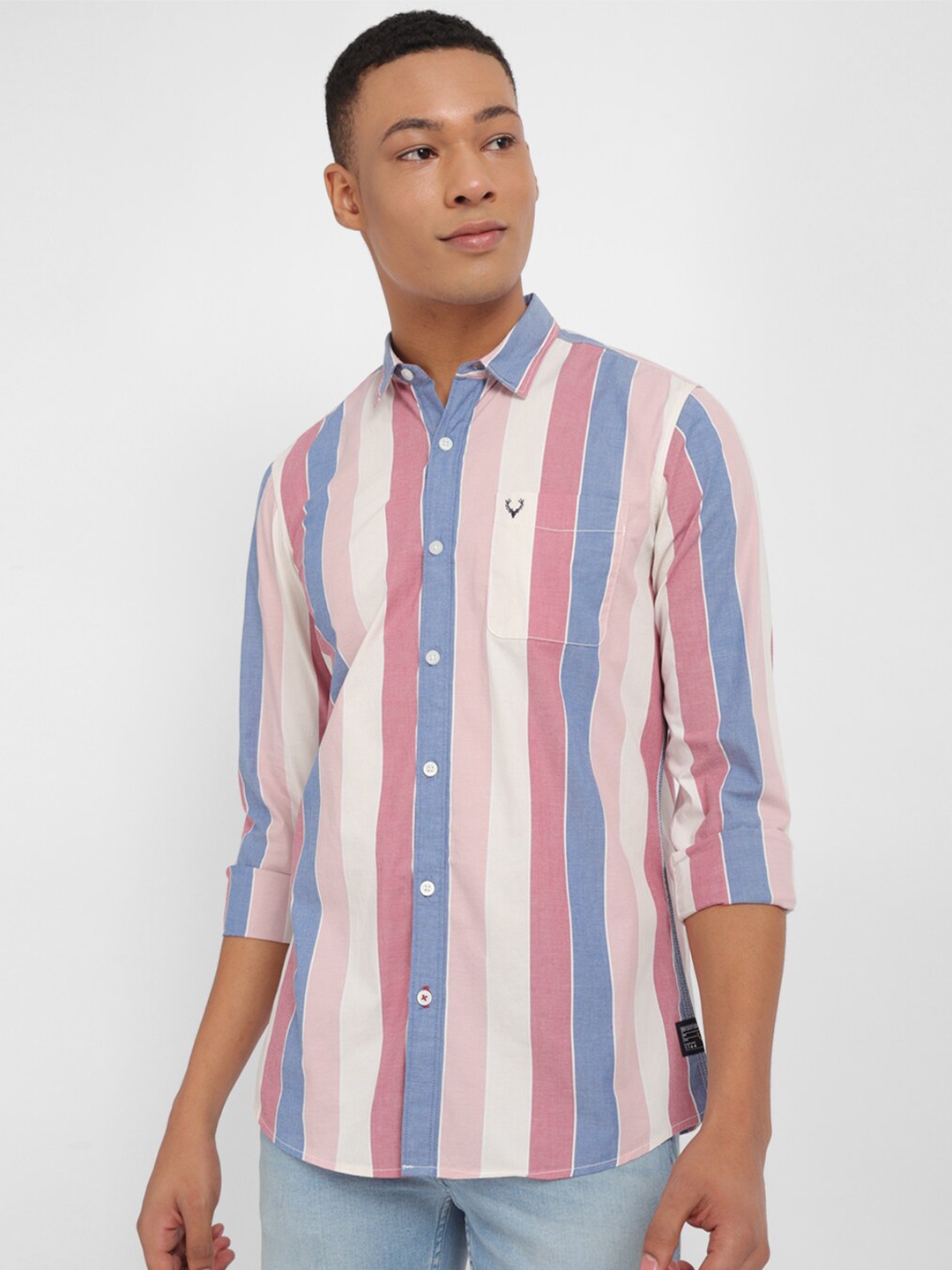 

Allen Solly Vertical Striped Custom Casual Shirt, Pink