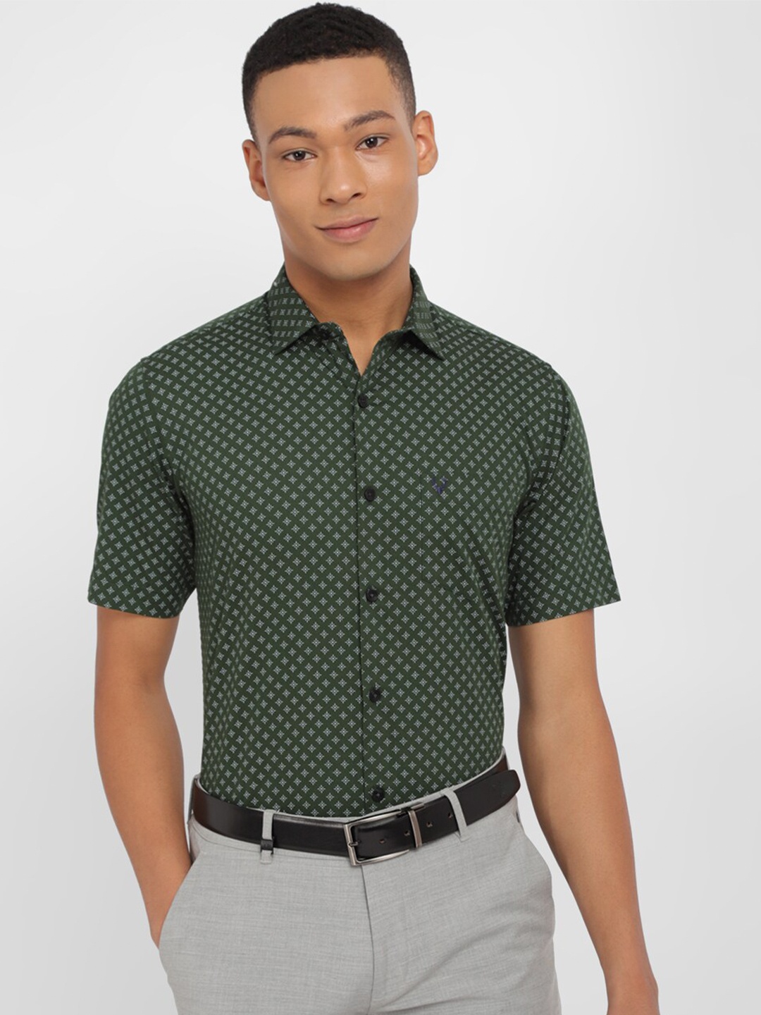 

Allen Solly Slim Fit Printed Formal Shirt, Green