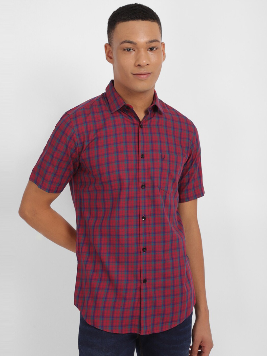

Allen Solly Slim Fit Tartan Checked Cotton Casual Shirt, Red