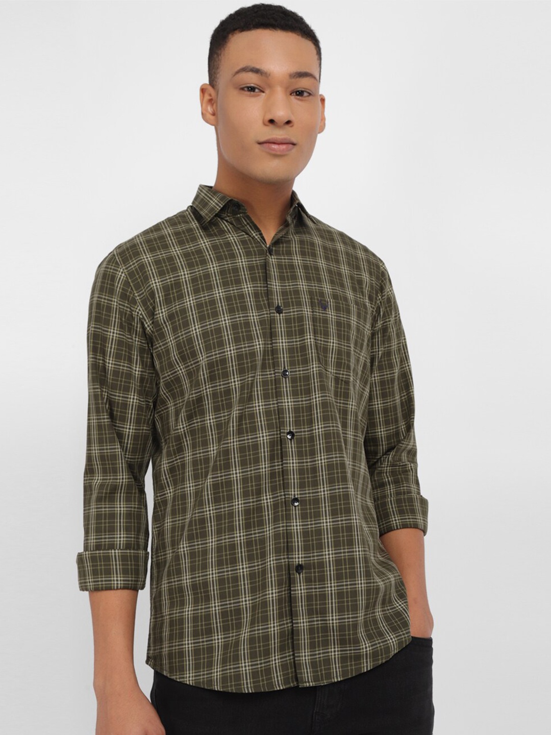 

Allen Solly Slim Fit Tartan Checked Pure Cotton Casual Shirt, Brown