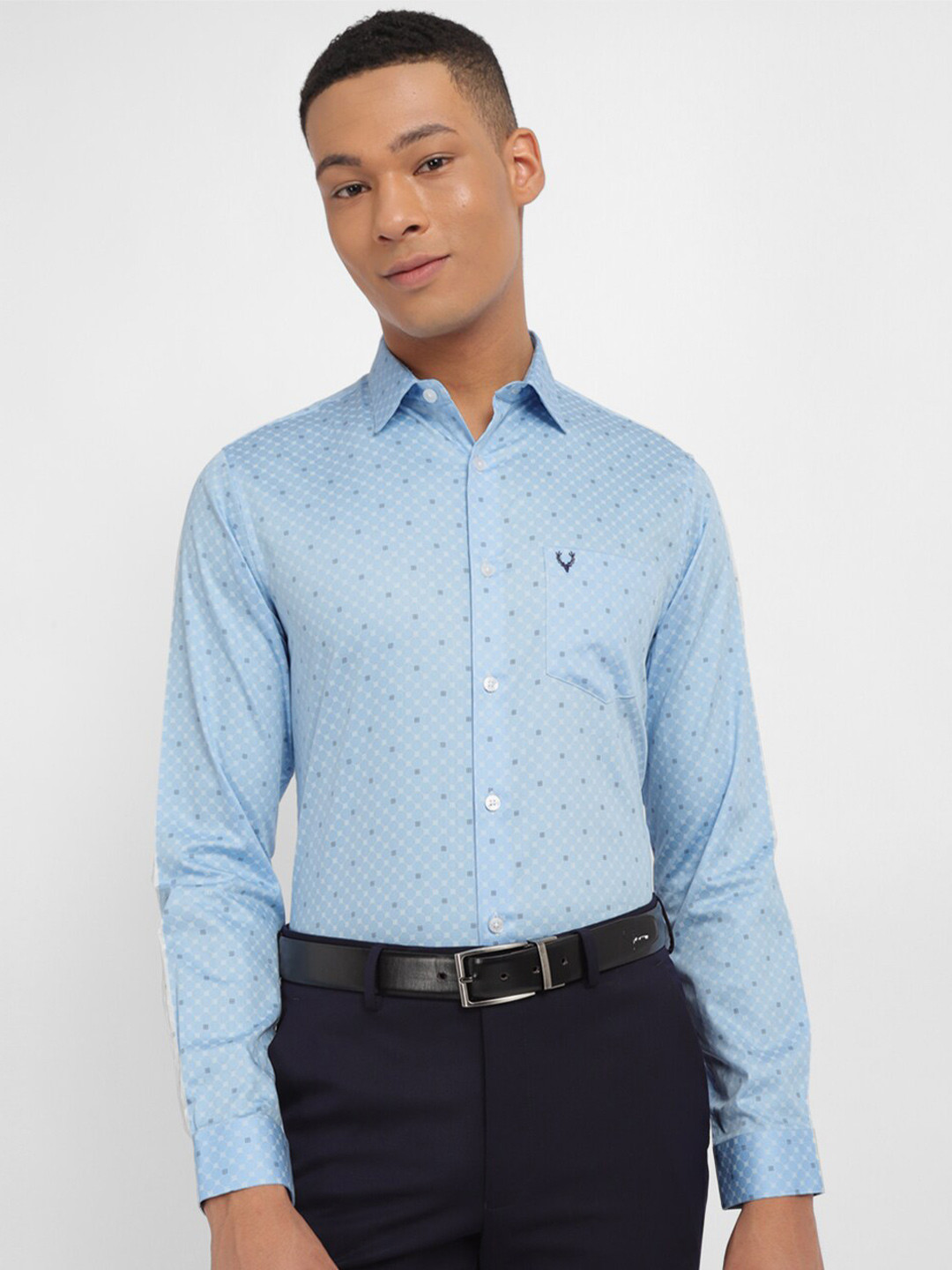 

Allen Solly Micro Ditsy Printed Slim Fit Pure Cotton Formal Shirt, Blue