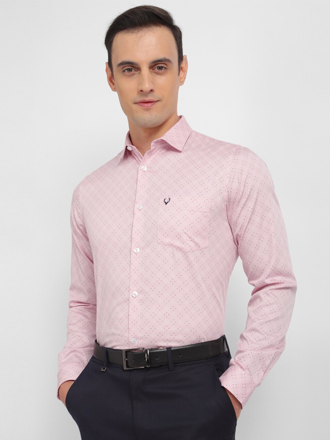 

Allen Solly Slim Fit Micro Ditsy Printed Formal Pure Cotton Shirt, Pink