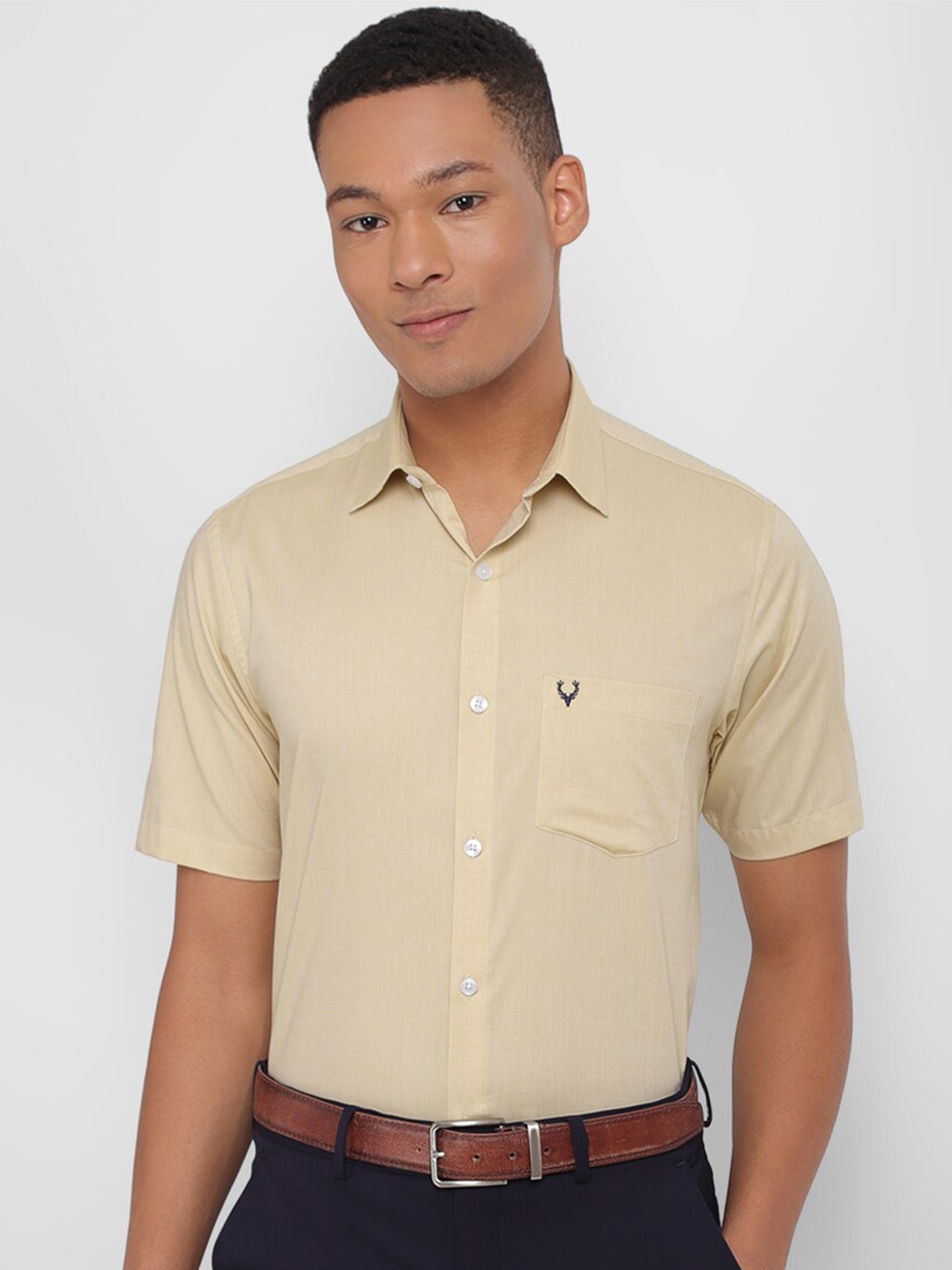 

Allen Solly Slim Fit Spread Collar Pure Cotton Formal Shirt, Yellow