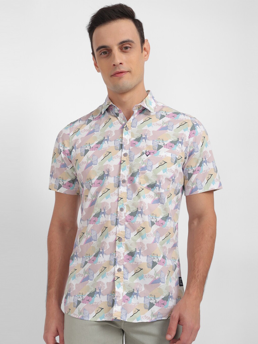

Allen Solly Abstract Printed Casual Pure Cotton Shirt, White
