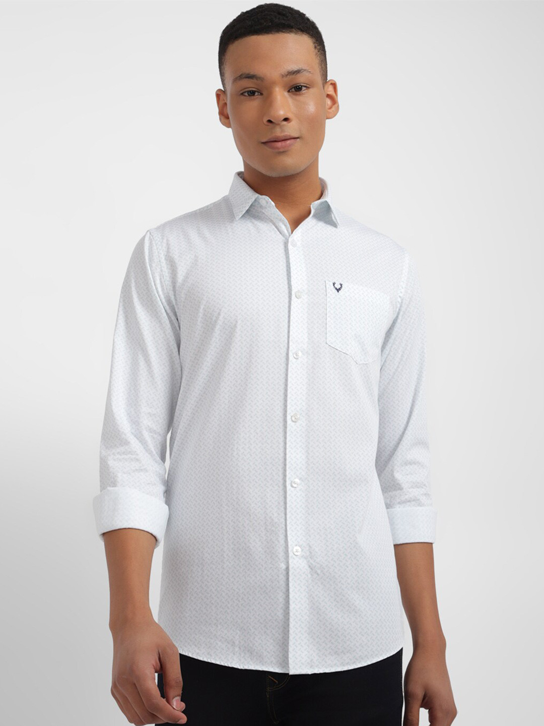

Allen Solly Slim Fit Micro Ditsy Printed Pure Cotton Casual Shirt, White