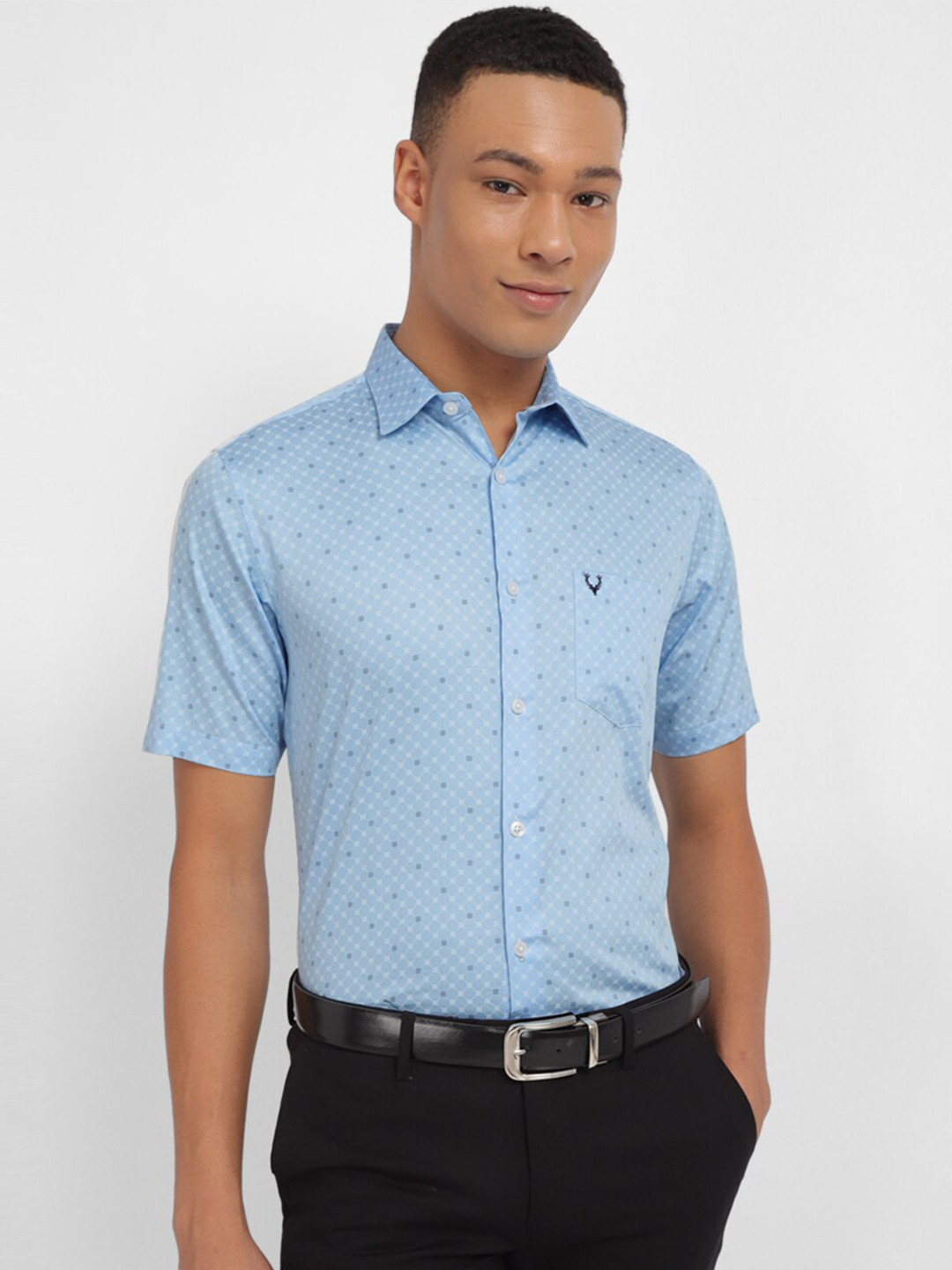 

Allen Solly Slim Fit Geometric Printed Formal Pure Cotton Shirt, Blue
