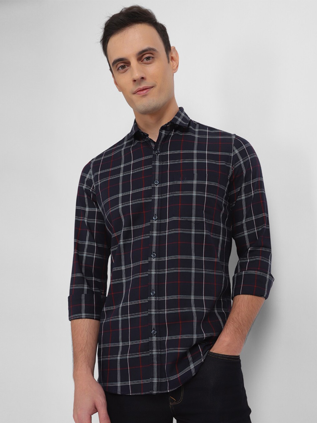

Allen Solly Tartan Checked Pure Cotton Casual Shirt, Navy blue