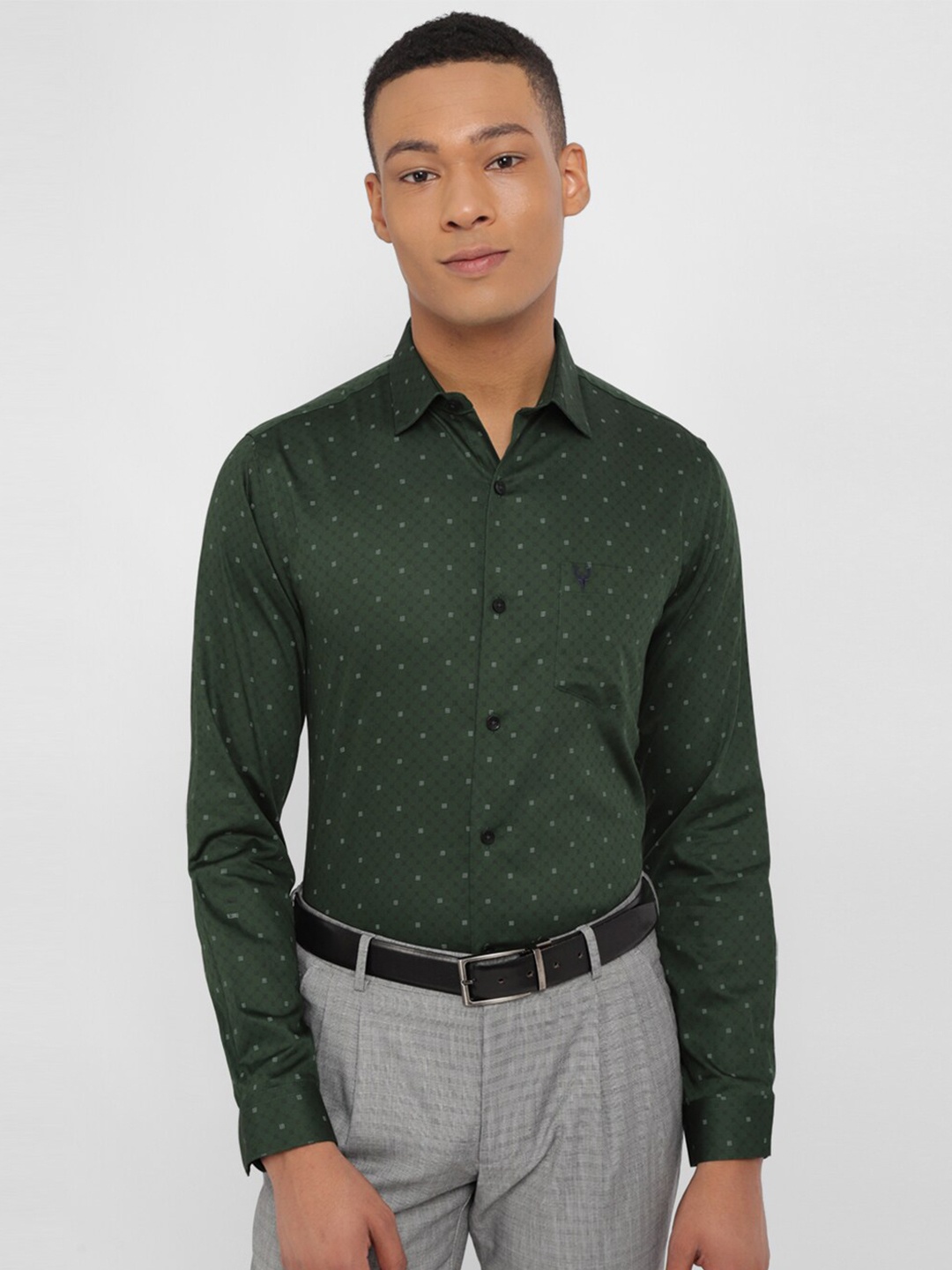 

Allen Solly Micro Ditsy Printed Cotton Slim Fit Formal Shirt, Green