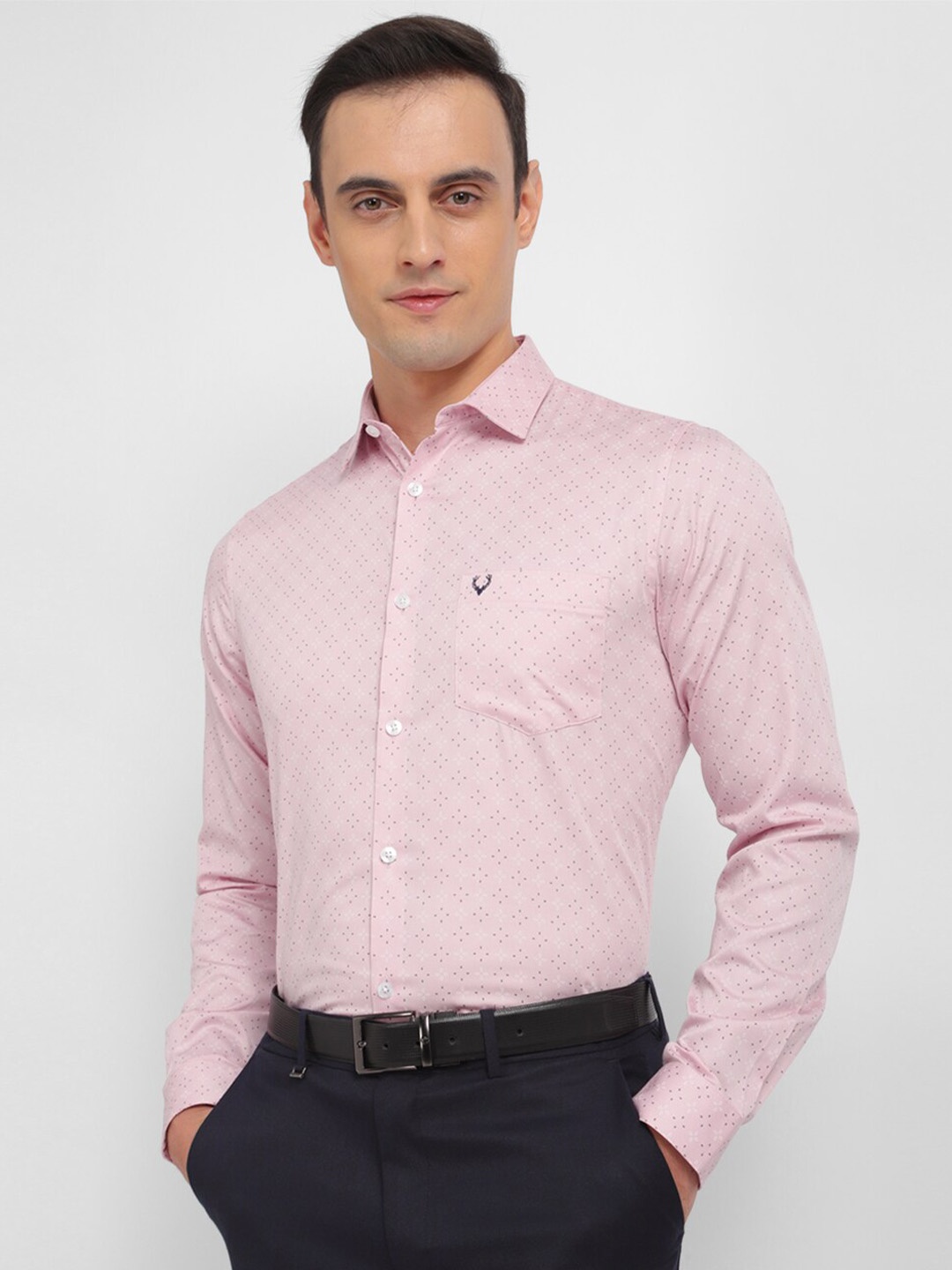 

Allen Solly Men Slim Fit Micro Ditsy Printed Pure Cotton Formal Shirt, Pink