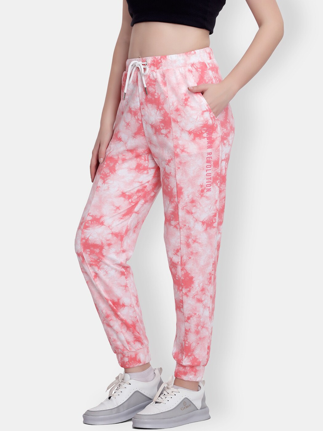 

MAYSIXTY Women Dyed Mid Rise Jogger, Pink