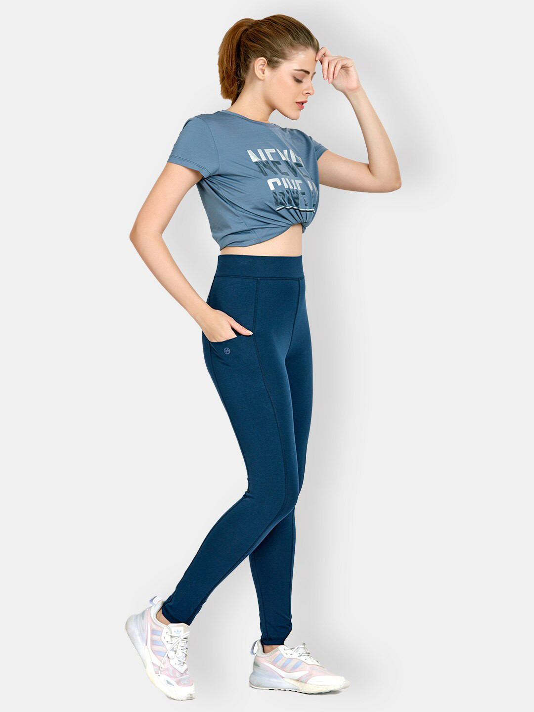 

MAYSIXTY High Rise Ankle Length Tights, Navy blue