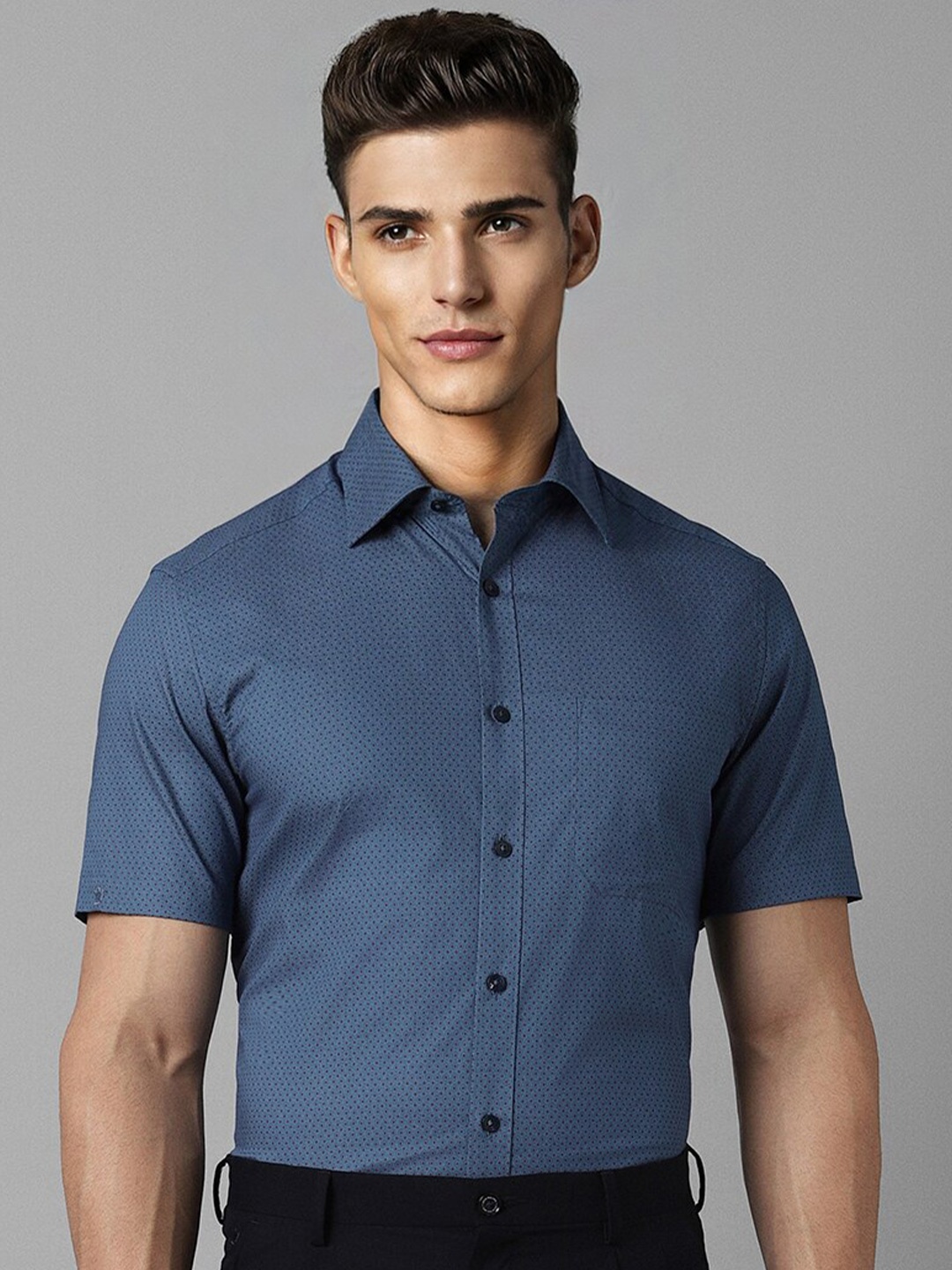 

Louis Philippe Classic Fit Print Half Sleeves Formal Shirt, Blue