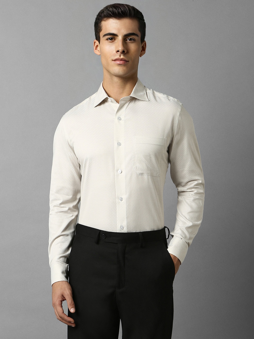 

Louis Philippe Men Cream-Coloured Formal Shirt