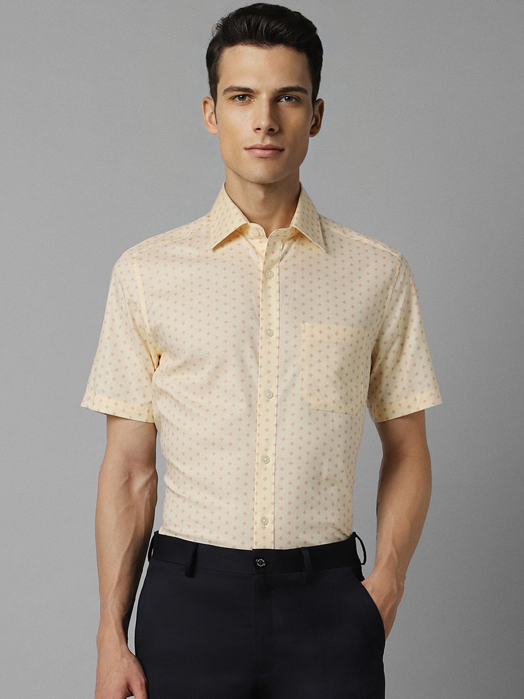 

Louis Philippe Men Yellow Printed Formal Shirt