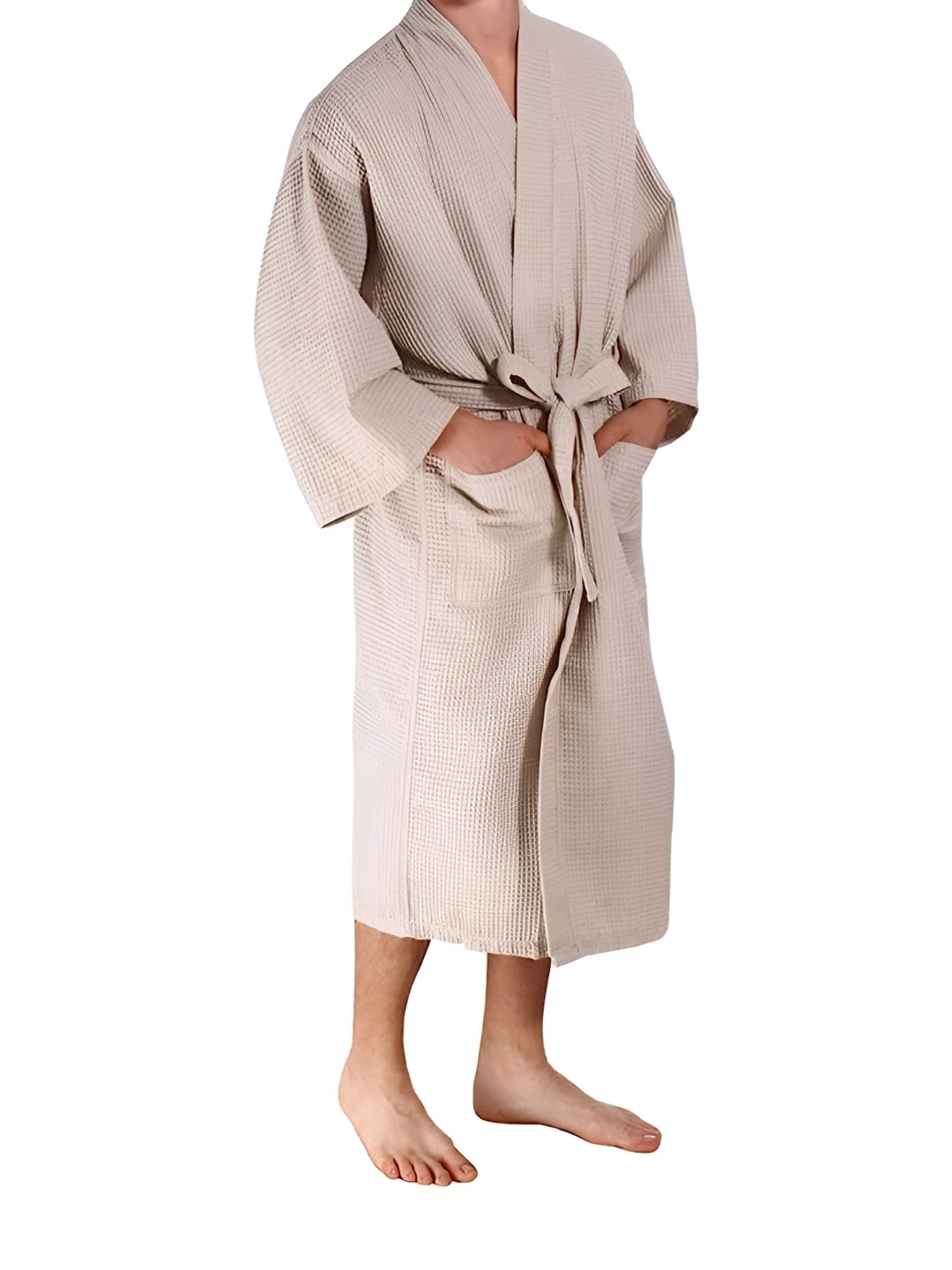 

Sanjeev Textiles Self-Design Cotton Waffle Bathrobe, Beige