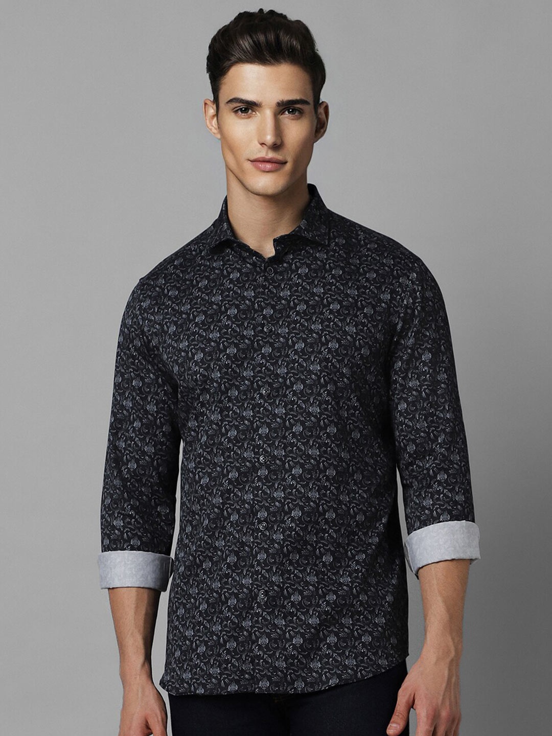 

Louis Philippe Sport Classic Fit Floral Printed Cotton Casual Shirt, Black