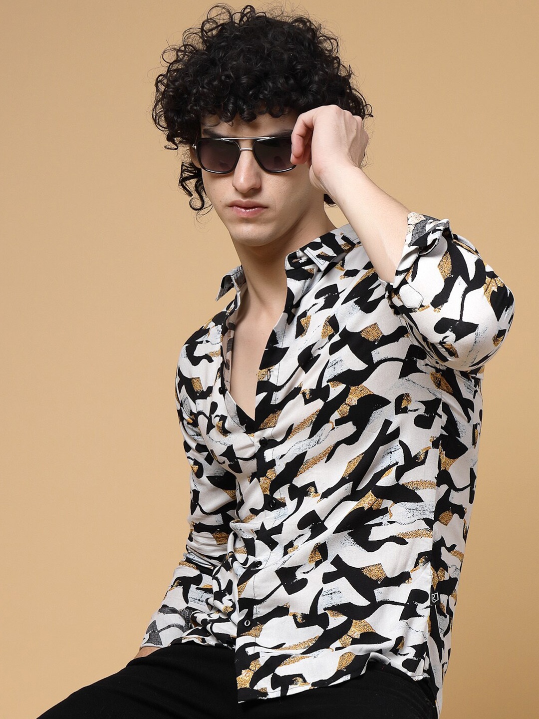 

Rigo Comfort Slim Fit Abstract Printed Casual Shirt, White
