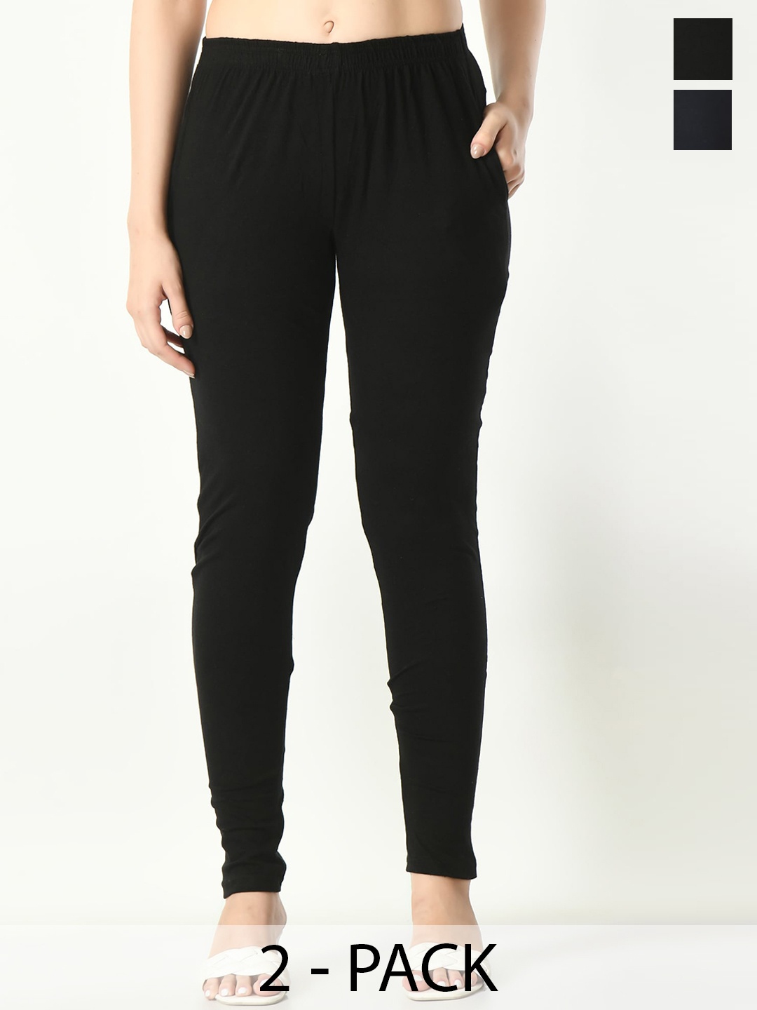 

BAESD Pack Of 2 Mid-Rise Ankle-Length Leggings, Black