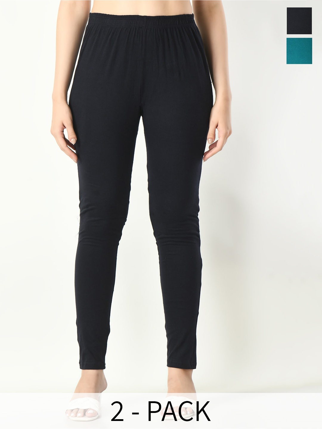 

BAESD Pack Of 2 Mid0Rise Ankle-Length Leggings, Black
