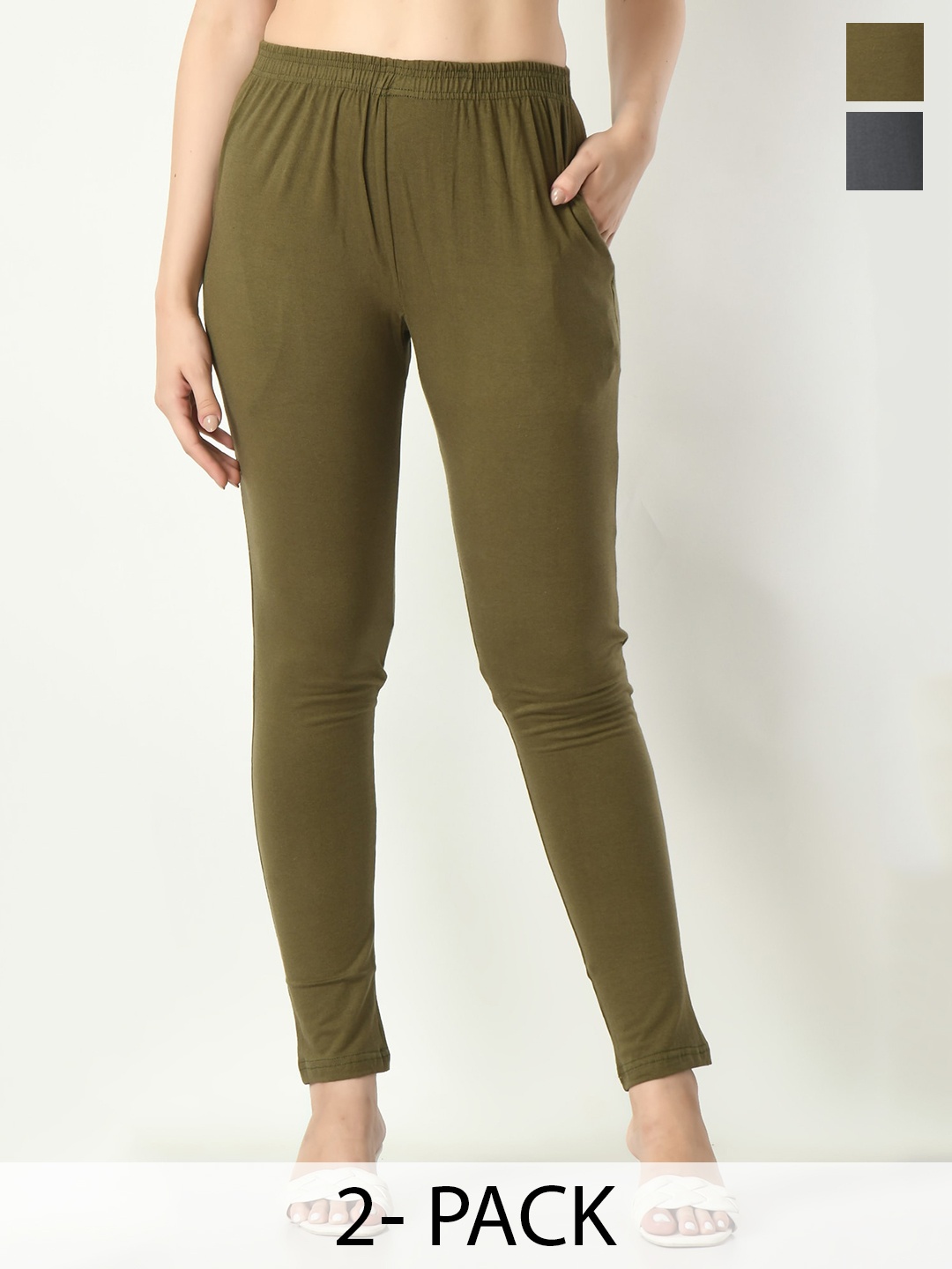 

BAESD Pack Of 2 Ankle-Length Leggings, Olive