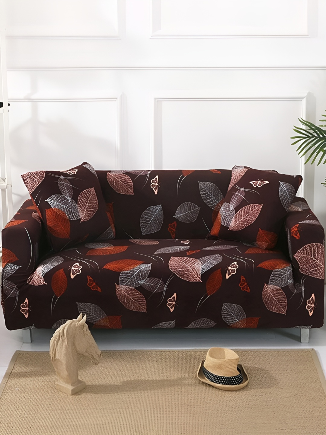 

Lukzer Maroon & White Printed 3 Seater Sofa Cover