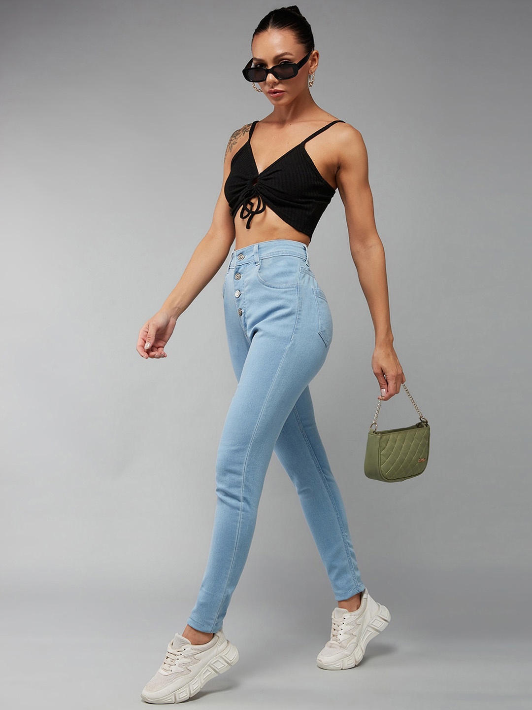 

BAESD Women Clean Look Skinny Fit High-Rise Stretchable Jeans, Blue